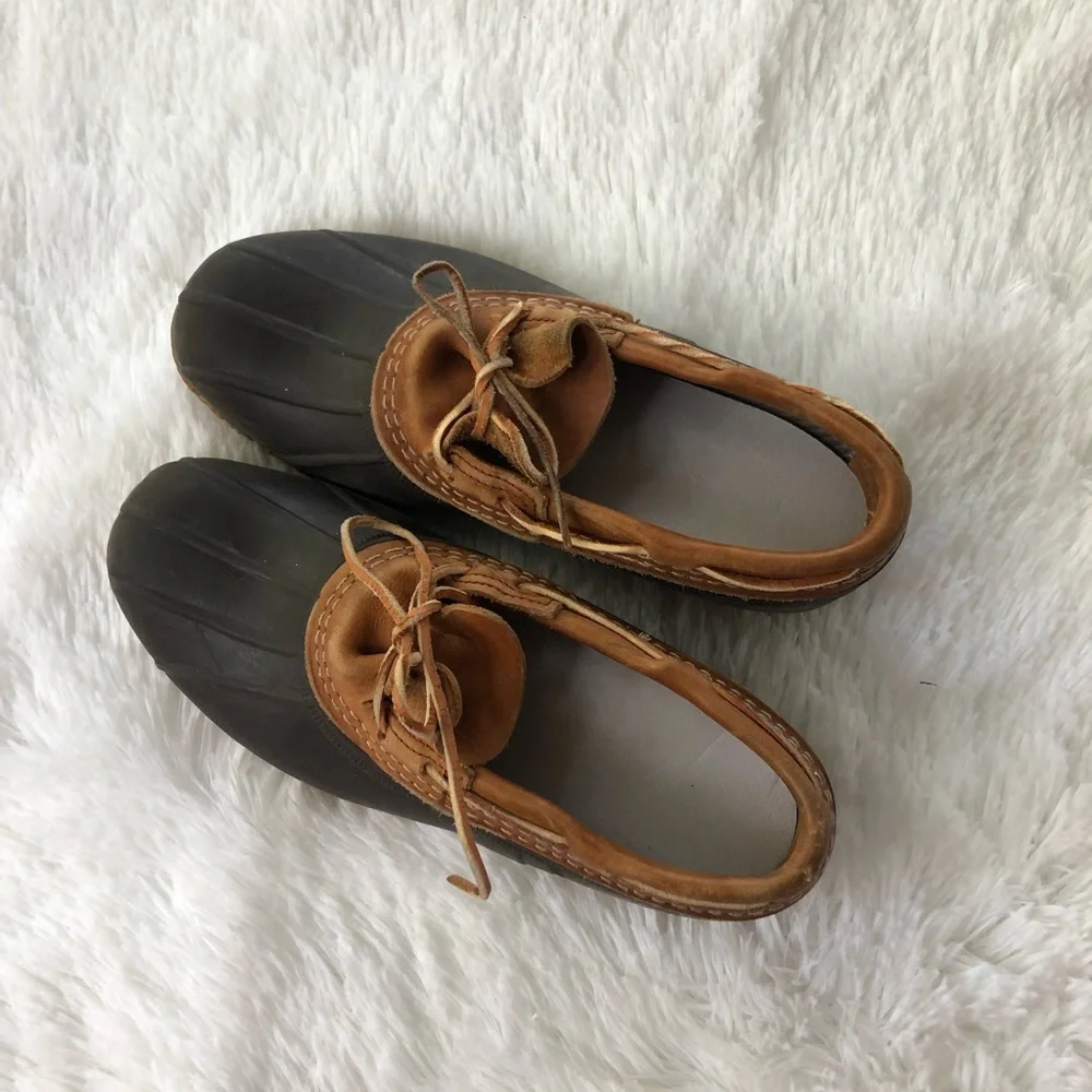 L.L. BEAN • Duck Boots Rubber Moc Tan Brown Ankle Bean Boots Size 8 - Picture 7 of 14